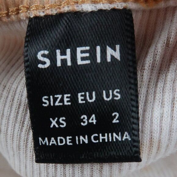 SHEIN TAN WITH DAISY PRINT RIBBED CAMISOLE CROP TOP SIZE XS - Picture 2 of 4